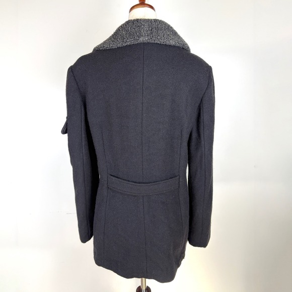 MDP Mario De Pinto Womens Black Wool Utility Jacket Sherpa Collar Made in USA M - Picture 4 of 8